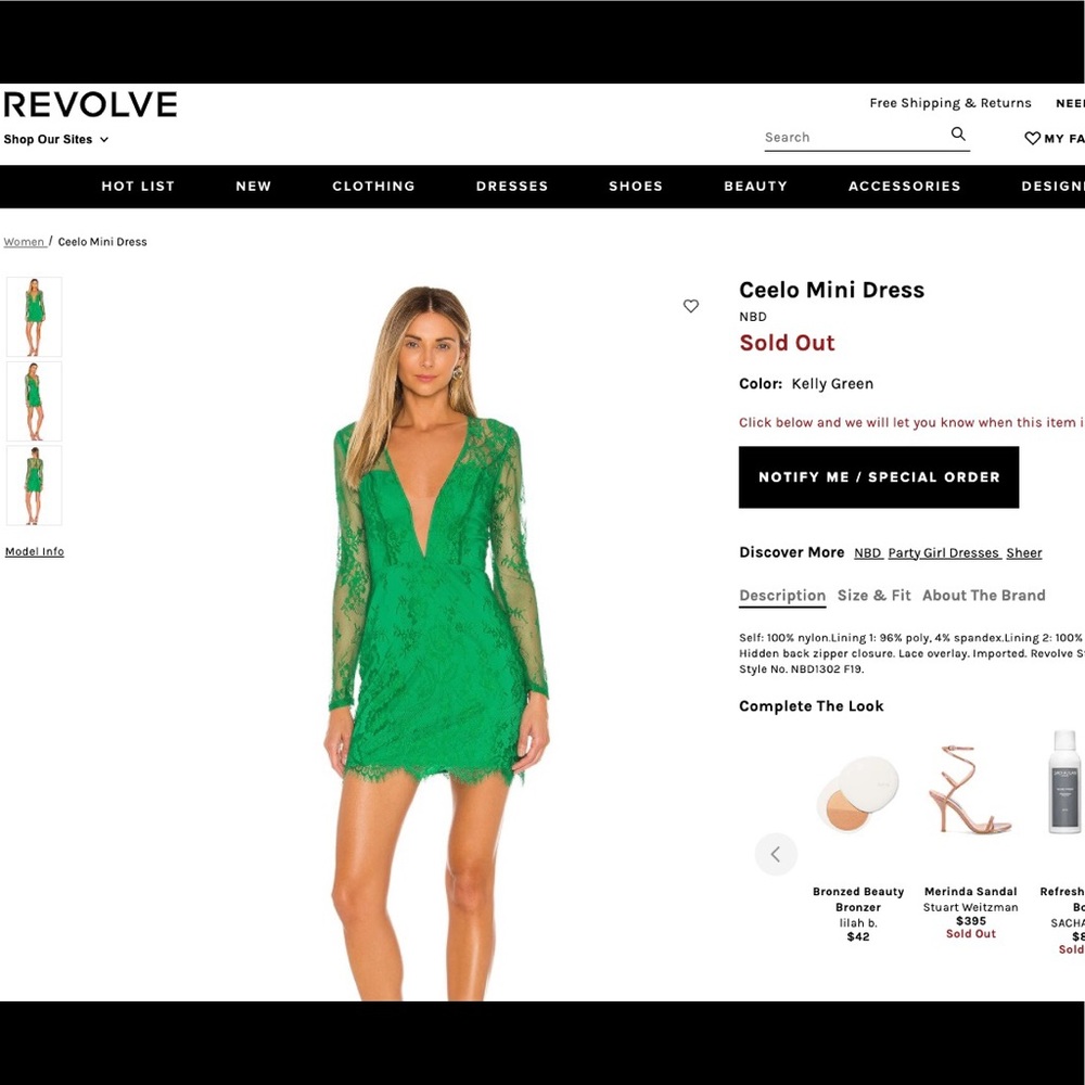 SOLD OUT NWT Lace Dress from Revolve by NBD